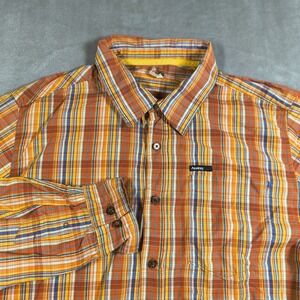 Analog Shirt Mens Large Orange Plaid Button Up Casual Colorful Long Sleeve